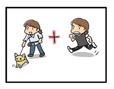ジョギング　犬　一緒　走る　散歩　漫画　マンガ　イラスト