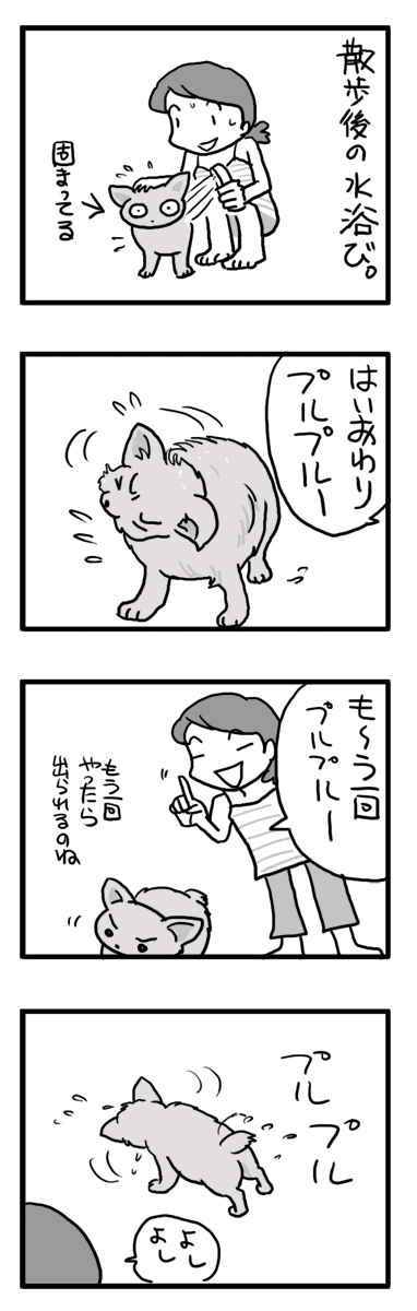 プルプル　ブルブル　水浴び　犬　チワワ　漫画　マンガ