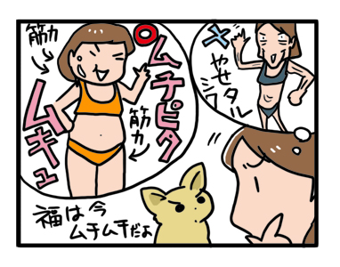 秋　増　運動　ダイエット　50　40　中年　体　引き締め　イラスト　漫画　マンガ　絵　カット