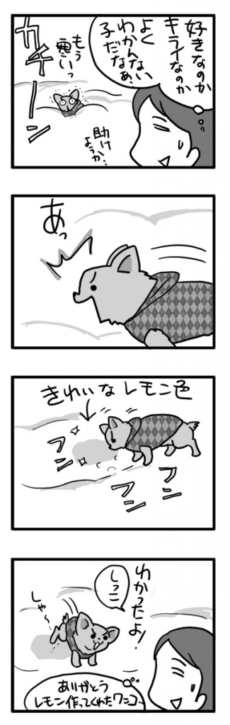 雪　関東　大雪　犬　シッコ　散歩　まんが　漫画　マンガ